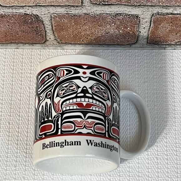 Bellham Washington Ceramic Coffee Mug 14 oz Multi Native American Tribal Art - Picture 3 of 11